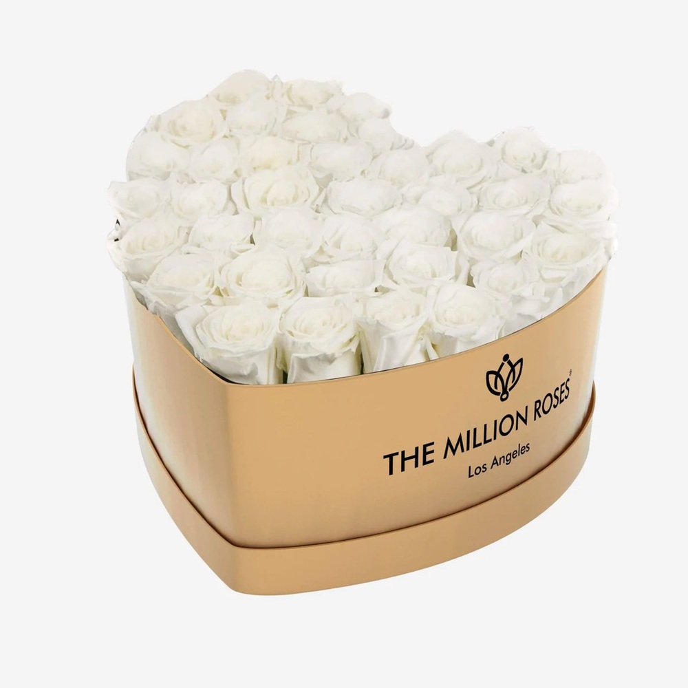 The Million Roses Heart Box of Preserved White Roses